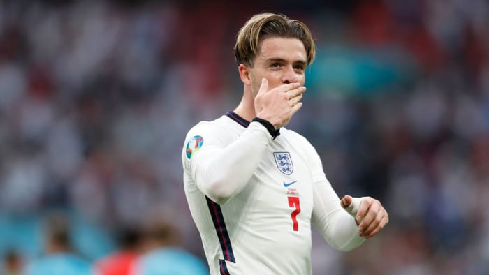 Jack Grealish plays for England at the Euros